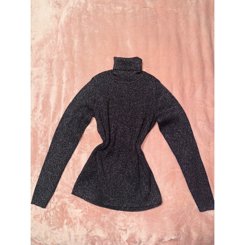 DG by Diane Gilman Women's‎ Black Sparkle Knit Turtleneck Sweater Size S